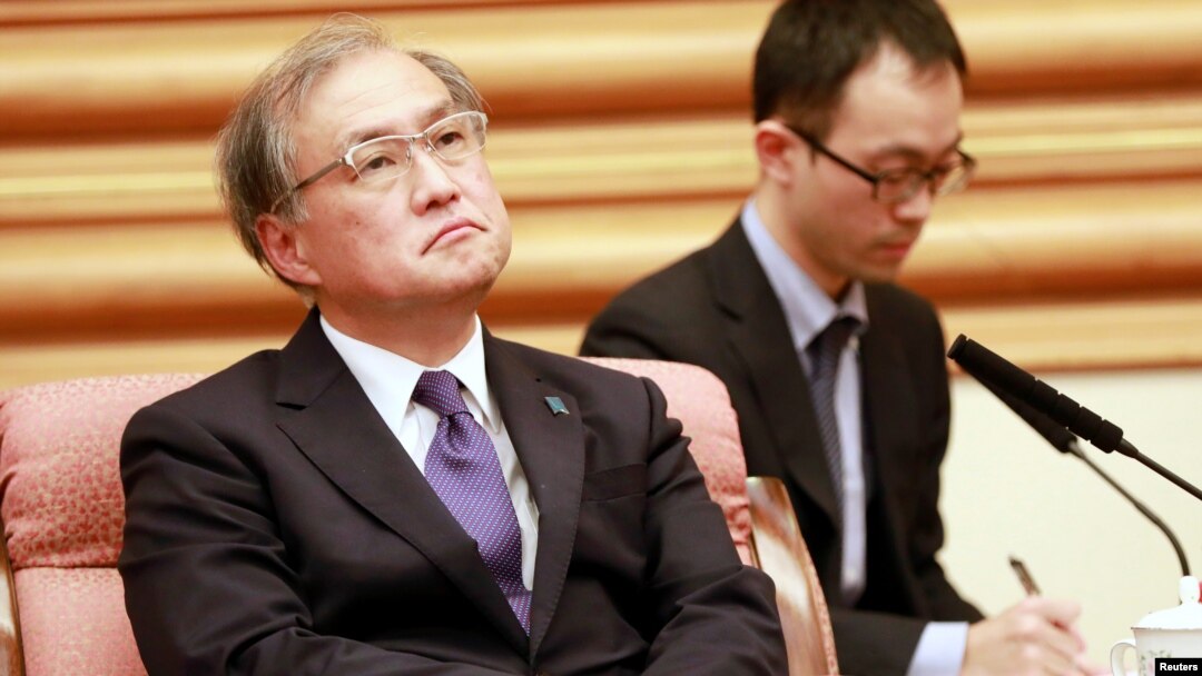 時任日本副外相的秋葉剛男2018年8月訪問北京。（媒體聯訪照片）