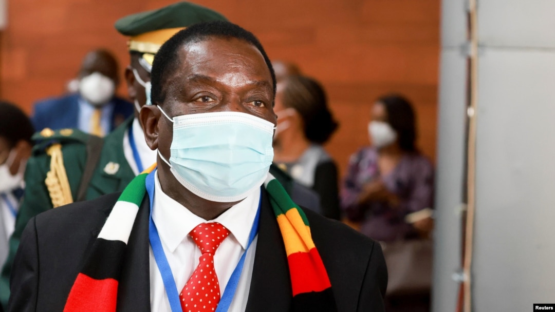 FILE - President of Zimbabwe Emmerson Mnangagwa arrives to attend the opening ceremony of the 35th ordinary session of the Assembly of the African Union at the African Union Commission (AUC) headquarters in Addis Ababa, Ethiopia. February 5, 2022.