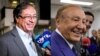 Una imagen combinada muestra a los candidatos presidenciales colombianos Gustavo Petro y Rodolfo Hernández hablando con los medios en Bogotá, Colombia, el 27 y el 24 de mayo de 2022, respectivamente.
