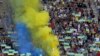 Navijači Ukrajine  tokom fudbalske utakmice UEFA Lige nacija između Ukrajine i Jermenije, u Lođu, Poljska, 11. juna 2022. 
