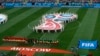 Los equipos de Rusia y Arabia Saudita previo al encuentro inaugural del Mundial Rusia 2018 en el estadio Luzhniki en Moscú, el 14 de junio de 2018.