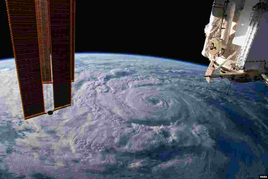 Hurricane Genevieve is seen off Mexico's Pacific coast from the International Space Station, Aug. 19, 2020. 