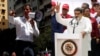 El presidente encargado, Juan Guaidó, y el presidente en disputa, Nicolás Maduro, durante sus discursos llevados a cabo el sábado 9 de marzo de 2019, en Caracas, Venezuela.