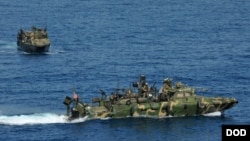 US Navy riverine boats are seen in this 2012 Defense Department photo.