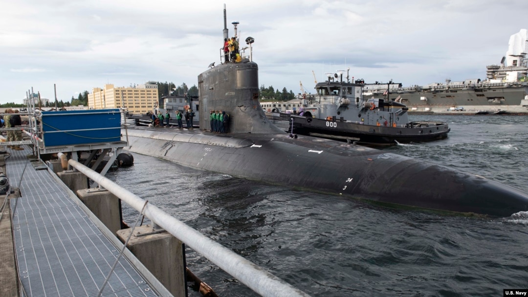 美国海军“康涅狄格”号核动力潜艇(USS Connecticut)2021年5月27日离开位于华盛顿州的一个军港前往印太地区执行任务（美国海军照片）