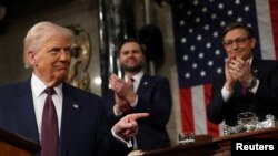 Президент США Дональд Трамп выступает в Конгрессе. 4 марта 2025 года