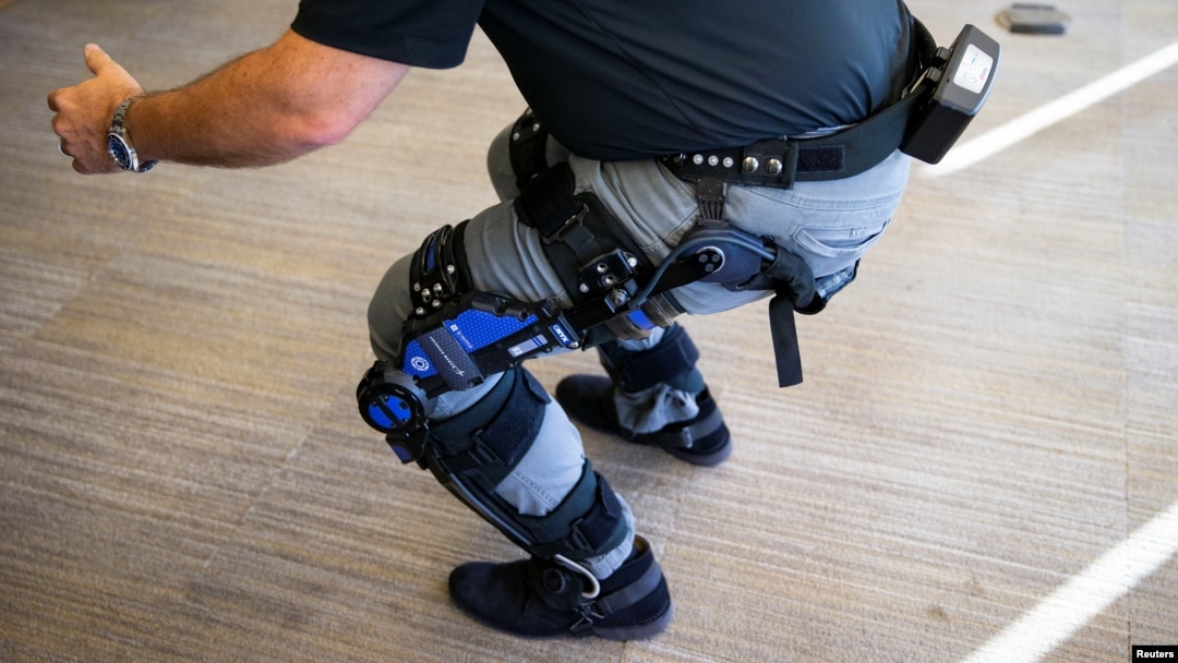 Keith Maxwell, Senior Product Manager of Exoskeleton Technologies at Lockheed Martin, demonstrates an Exoskeleton during a Exoskeleton demonstration and discussion, in Washington, U.S., November 29, 2018. REUTERS/Al Drago