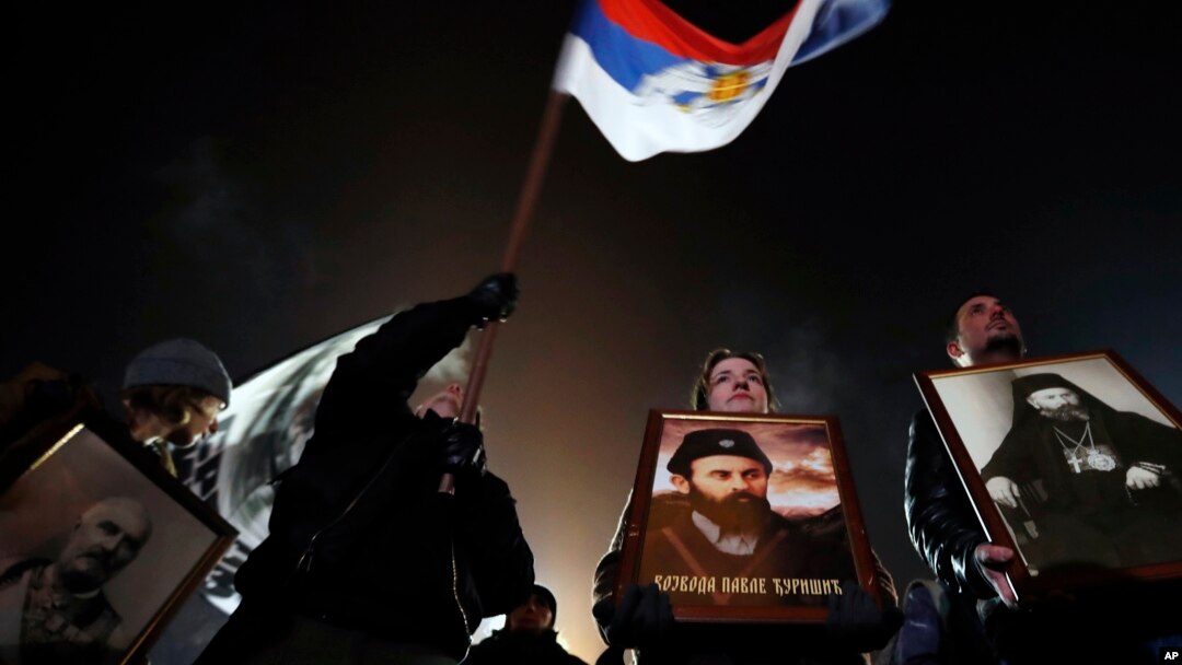 Protest protiv crnogorskog zakona o slobodi vjeroispovesti, u Beogradu 17. januara 2020. godine (Foto: AP/Darko Vojinović) 