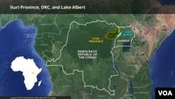 ramani ya DRC, mkoa wa Ituri na ziwa Albert