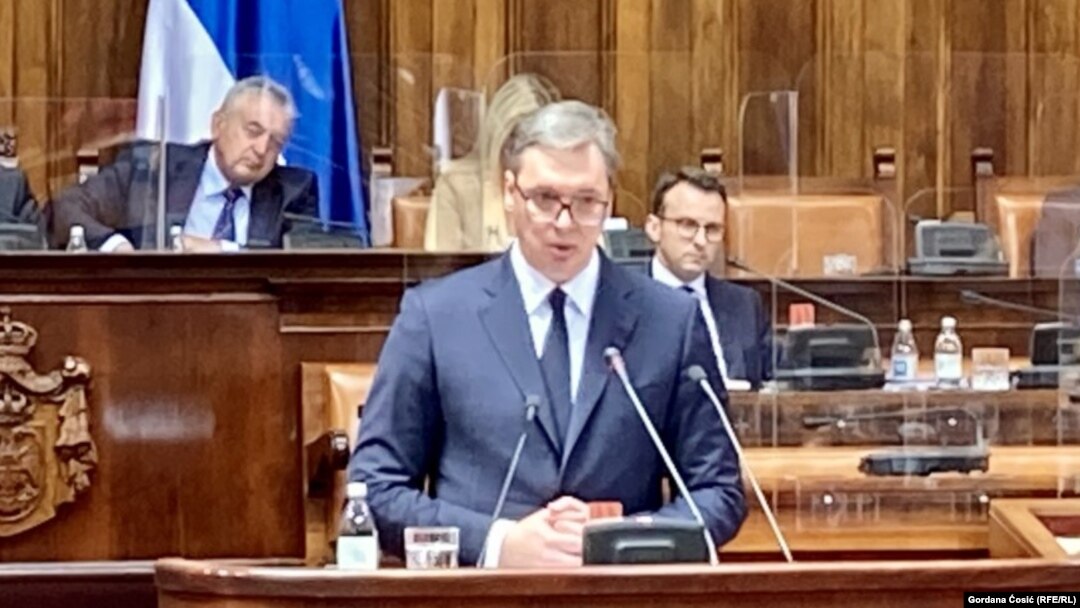 Obraćanje predsednika Srbije Aleksandra Vučića u Skupštini Srbije (Foto: RSE/Gordana Ćosić)