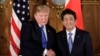 美国总统川普和日本首相安倍晋三在东京的记者会上（201711月6日）